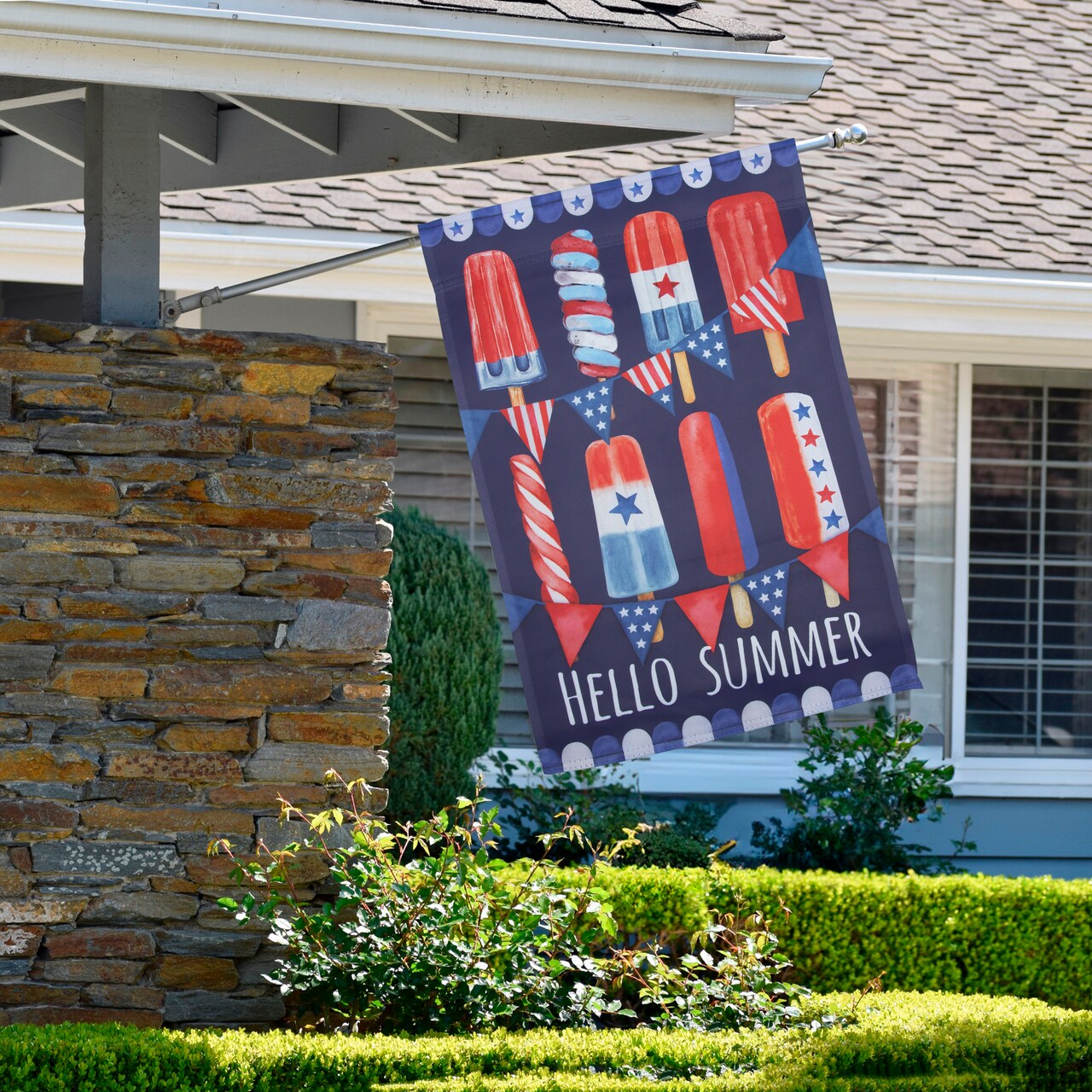 Northlight Hello Summer Americana Ice Pop Outdoor House Flag - 28" x 40"
